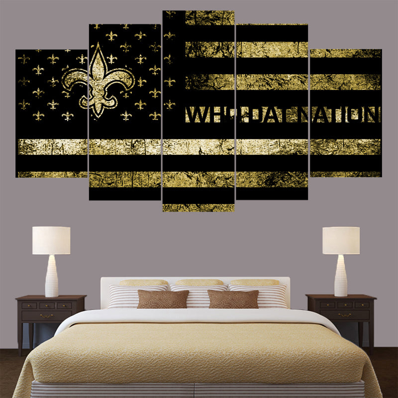 New Orleans Saints Football Who Dat Five Piece Canvas Wall Art Home Decor