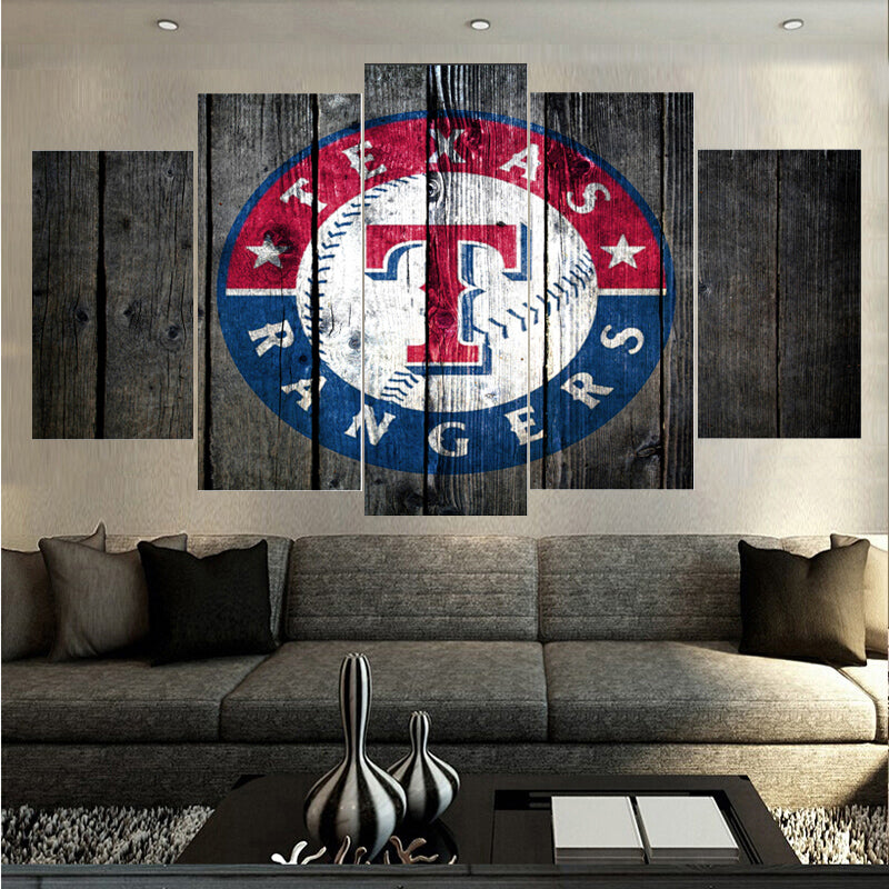 Texas Rangers Barnwood Style Canvas