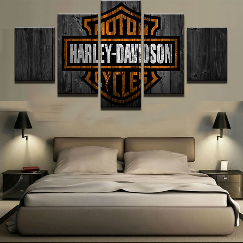 Harley Davidson Motorcycles Canvas Barn Wood Style