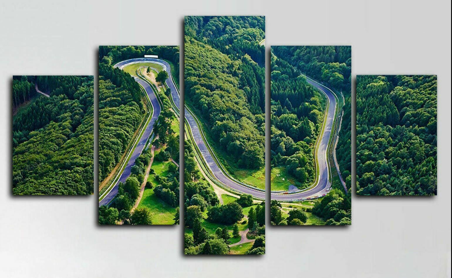 Nurburgring Track Circuit Rally Racing Five Piece Canvas Wall Art Home Decor Framed