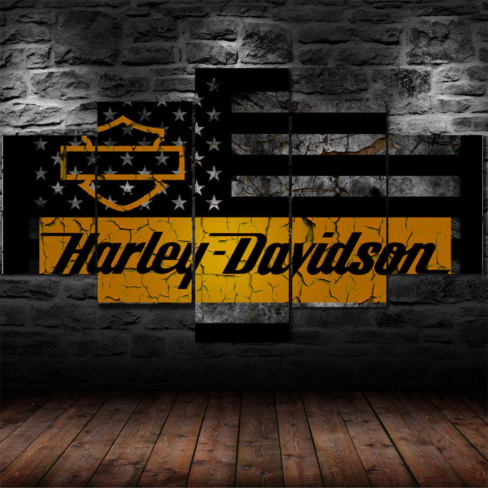 Harley Davidson Cracked Flag Canvas