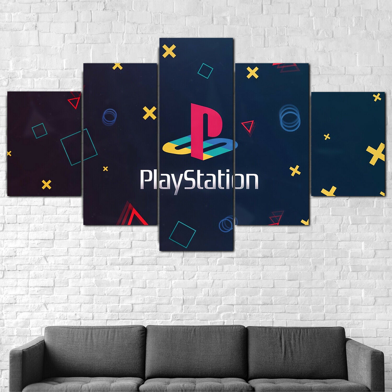 Playstation Symbol Five Piece Canvas Wall Art Home Decor Framed