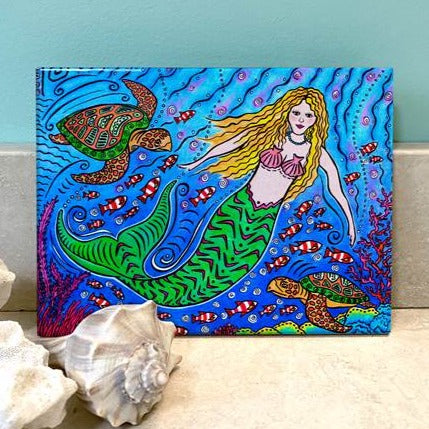 Ceramic Tile - Mermaid and Sea Turtles - 8