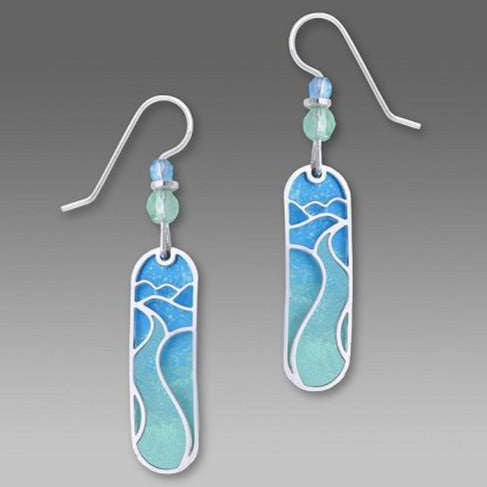 Earrings - Soft Sky Blue & Green Capsule w/IR Road Overlay - 7397