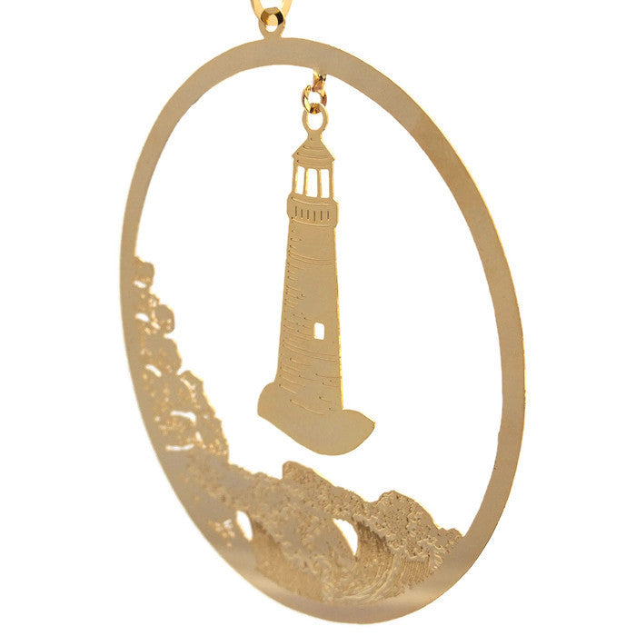 Ornament - Gold Plated Lighthouse - Rocky Coast