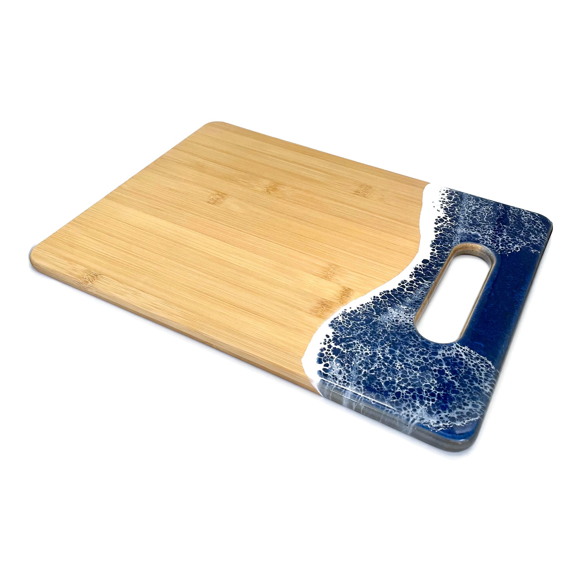 Ocean Wave Cutting Board - Medium - Ocean Blue - Vertical