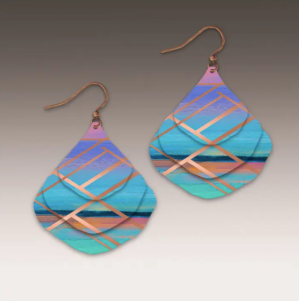 Earrings - Geometric Triple Fan - SWGE