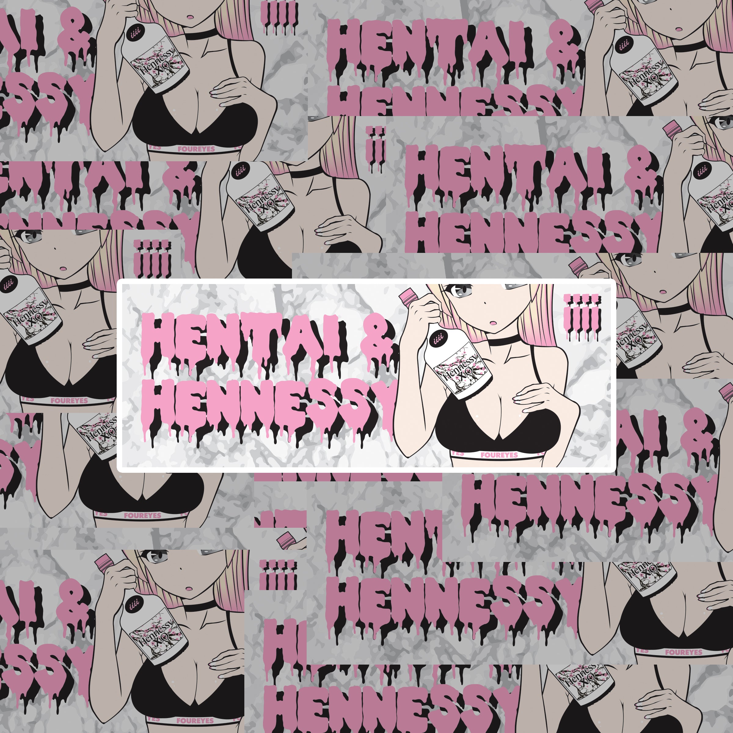  HENTAI & HENNESSY 1 PINK STICKER 