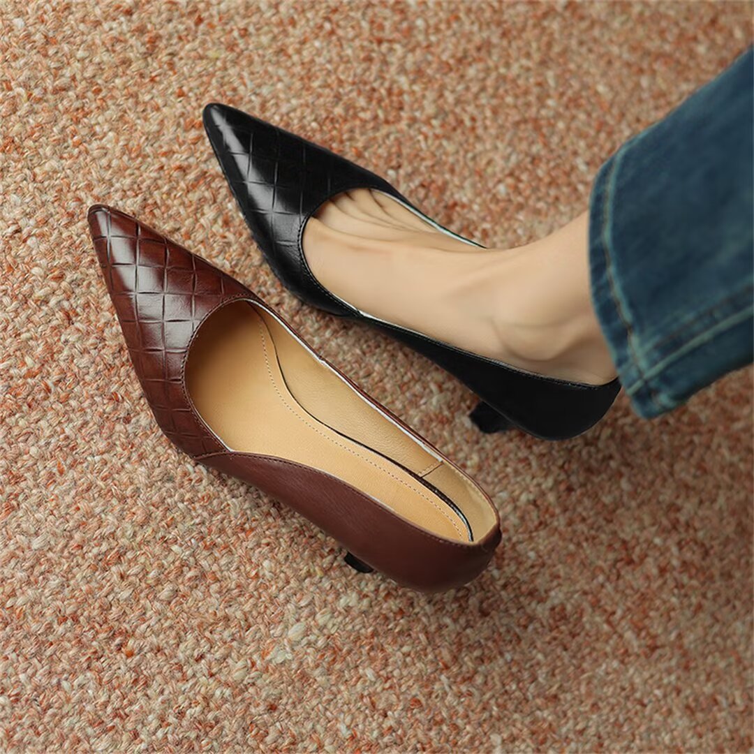 Sleek Slip-On Cow Leather Heels