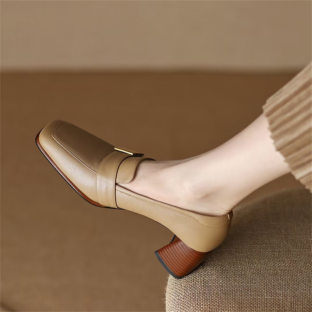 Chic Leather Square Flats