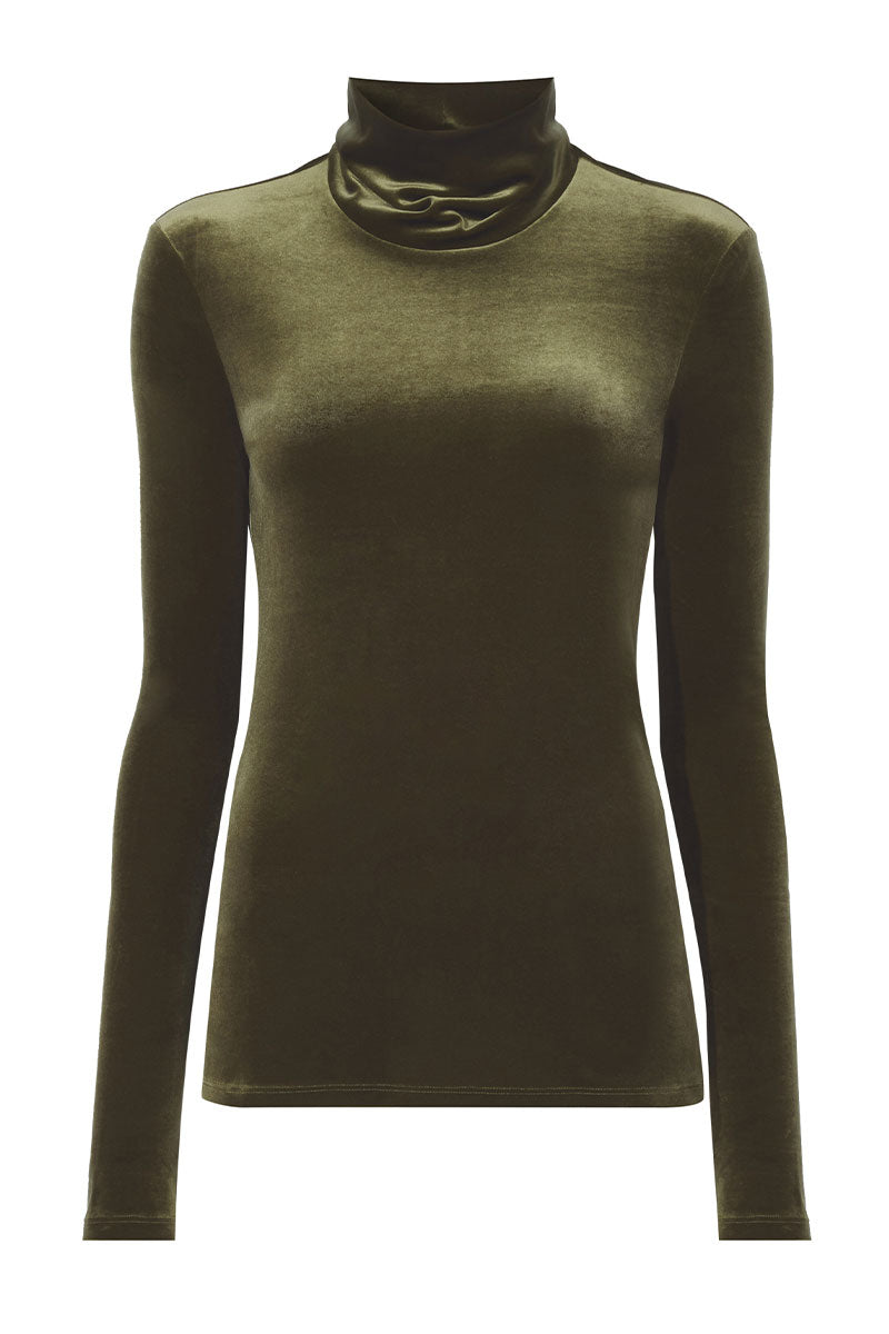 Stretch Velvet Turtleneck Top