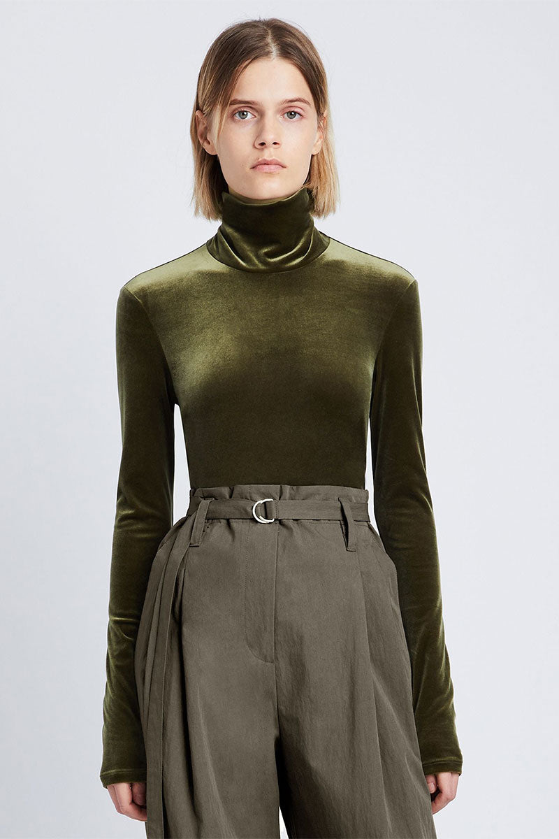 Stretch Velvet Turtleneck Top