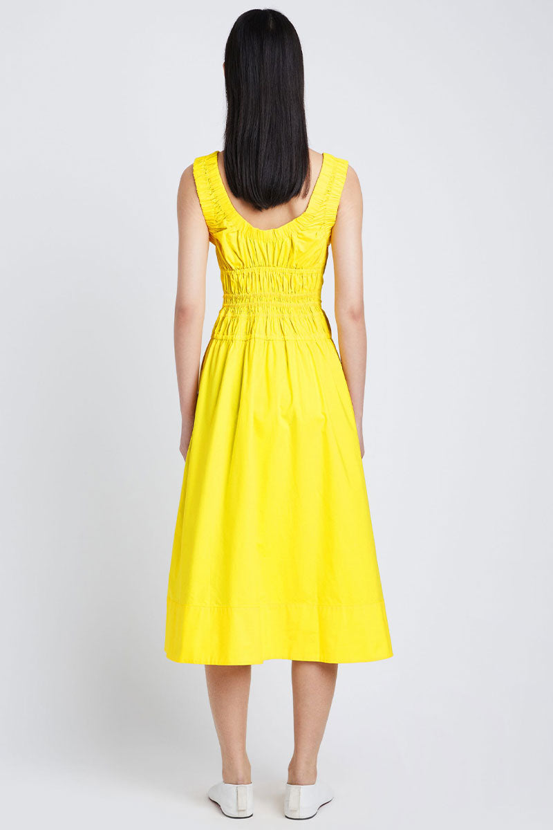 Poplin Gathered Midi Dress