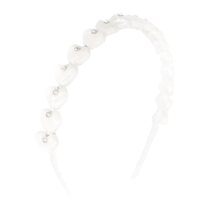 Bari Lynn Crystallized Beaded Heart Combo Headband - White
