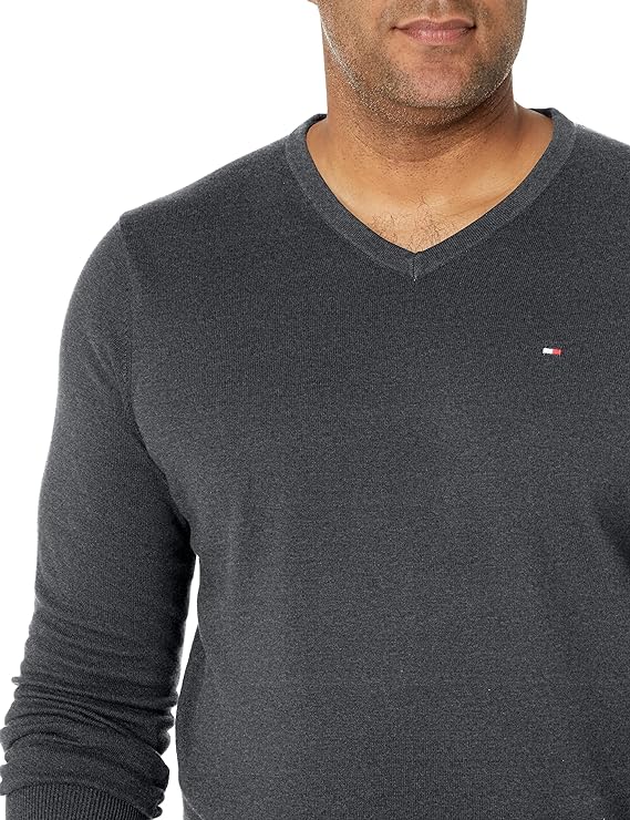 Tommy Hilfiger Signature Solid V-Neck Core Sweater Asphalt Heather 7868327 030