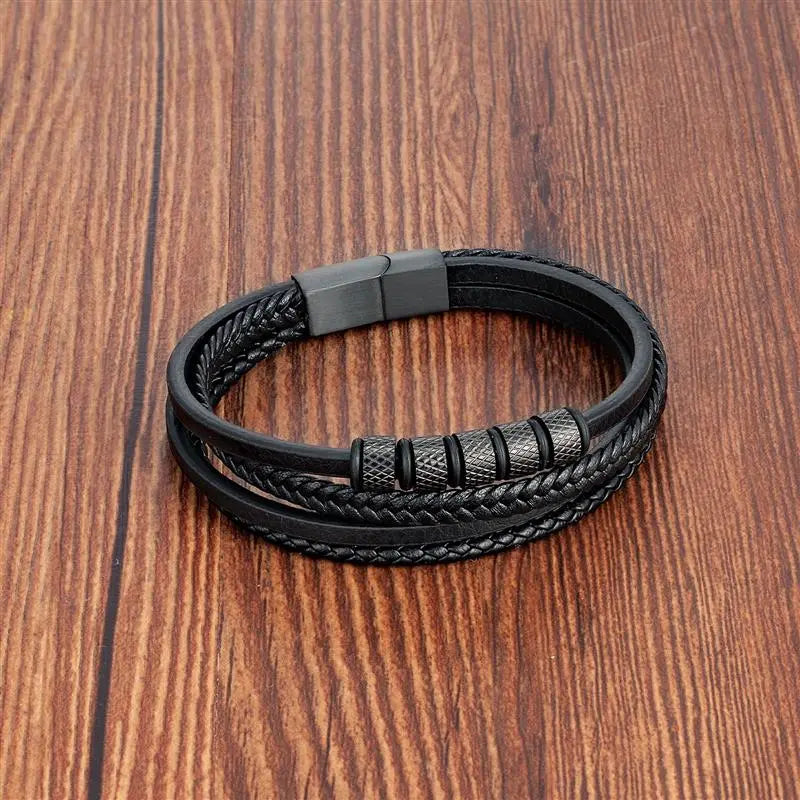 Stainless Steel Vintage Multi Layered bracelet for Men