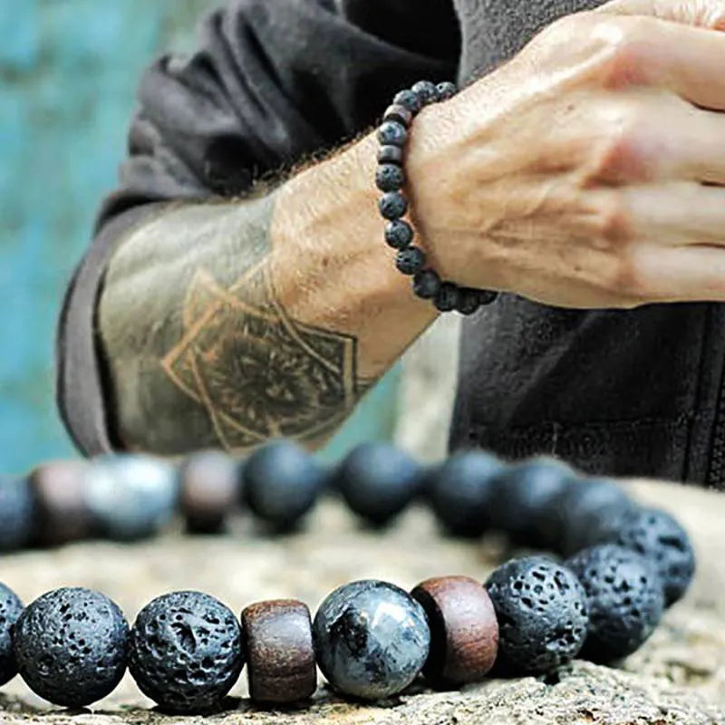 Lava Wooden Stone Bracelet for Men