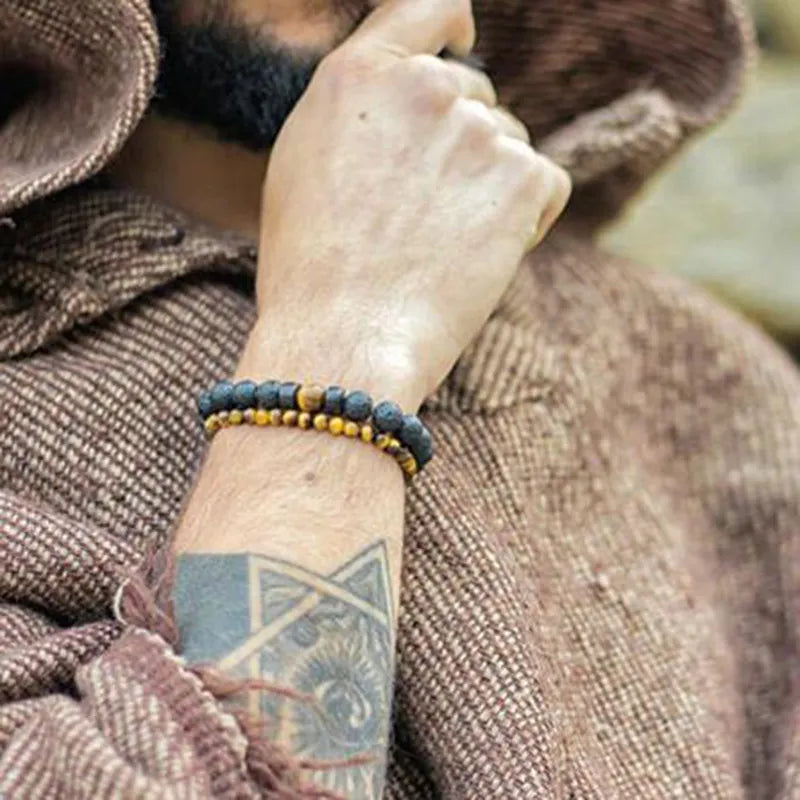 Lava Wooden Stone Bracelet for Men