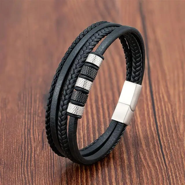 Stainless Steel Vintage Multi Layered bracelet for Men