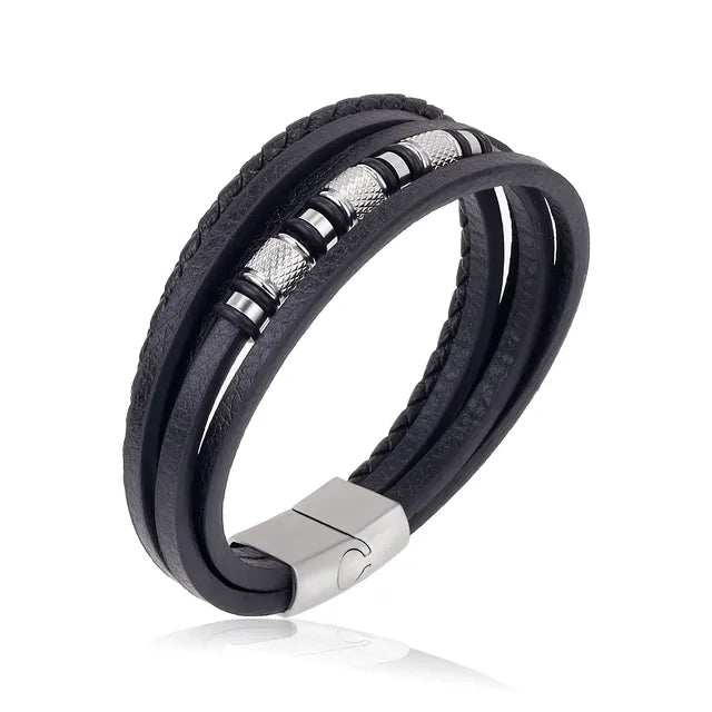 Stainless Steel Vintage Multi Layered bracelet for Men