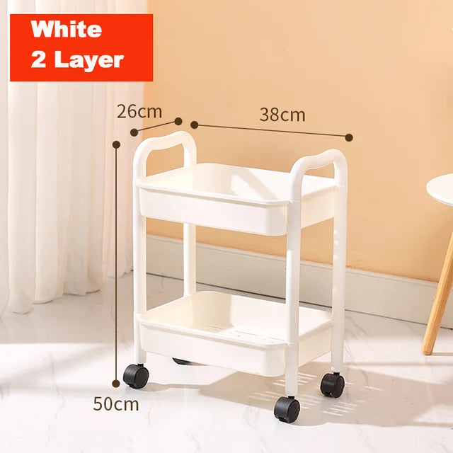 Bedroom Storage For 4 Kitchen Multi-functional Movable Plastic Wheels Trolley Storage Cart With Organizer Rolling 3-tier Utility