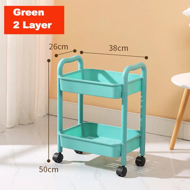 Bedroom Storage For 4 Kitchen Multi-functional Movable Plastic Wheels Trolley Storage Cart With Organizer Rolling 3-tier Utility