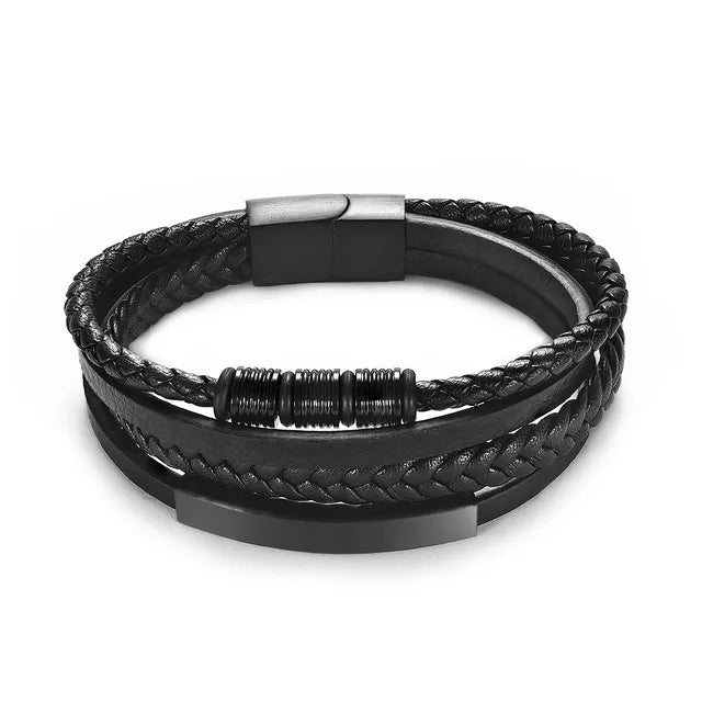 Stainless Steel Vintage Multi Layered bracelet for Men