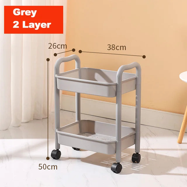 Bedroom Storage For 4 Kitchen Multi-functional Movable Plastic Wheels Trolley Storage Cart With Organizer Rolling 3-tier Utility