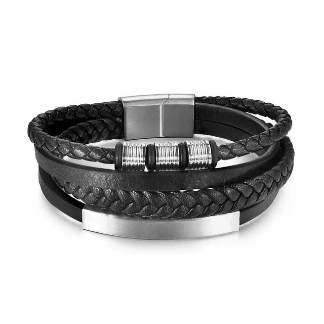 Stainless Steel Vintage Multi Layered bracelet for Men