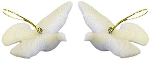 Two Turtle Doves Christmas Ornaments White Resin