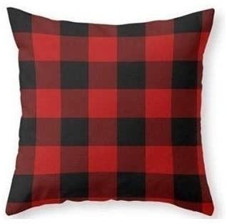 Rustic Red Black Buffalo Check Plaid Pattern Pillow Case Color Polyester Removable Cover