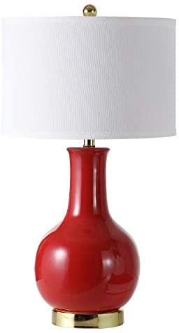 Lighting 28 inch Red Table Lamp Modern Contemporary Transitional Gold Bulbs Included