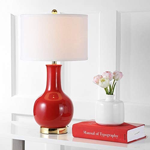 Lighting 28 inch Red Table Lamp Modern Contemporary Transitional Gold Bulbs Included