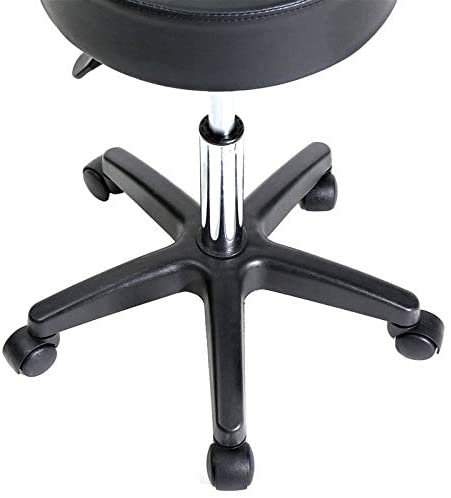 Unknown1 Round Stool Plastic Arch Feet Rotation Bar Black Leather Metal Finish Swivel