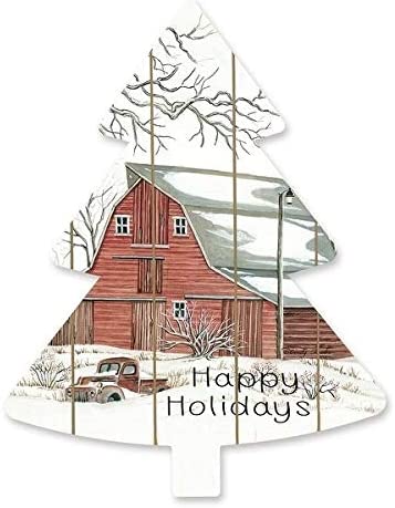 Cut Out Pallet Art Barn Happy Holidays Farmhouse Rustic Birchwood Handmade