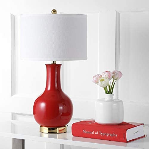 Lighting 28 inch Red Table Lamp Modern Contemporary Transitional Gold Bulbs Included