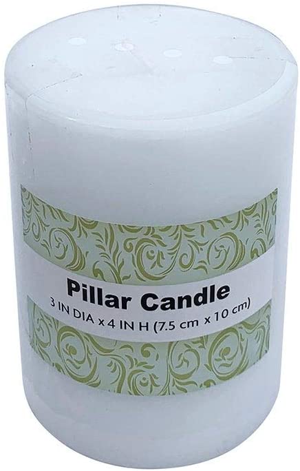 UKN 3 X 4 Inch White Pillar Candles Set 6 Wax Handmade