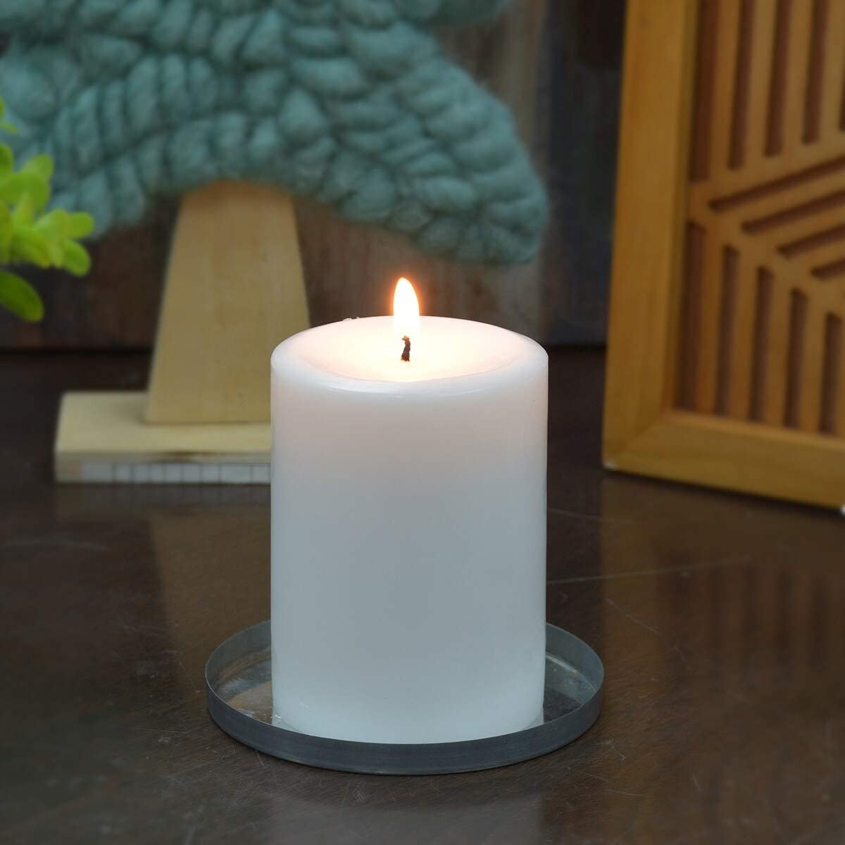 UKN 4 X 6 Inch White Pillar Candles Set 12 Wax Handmade