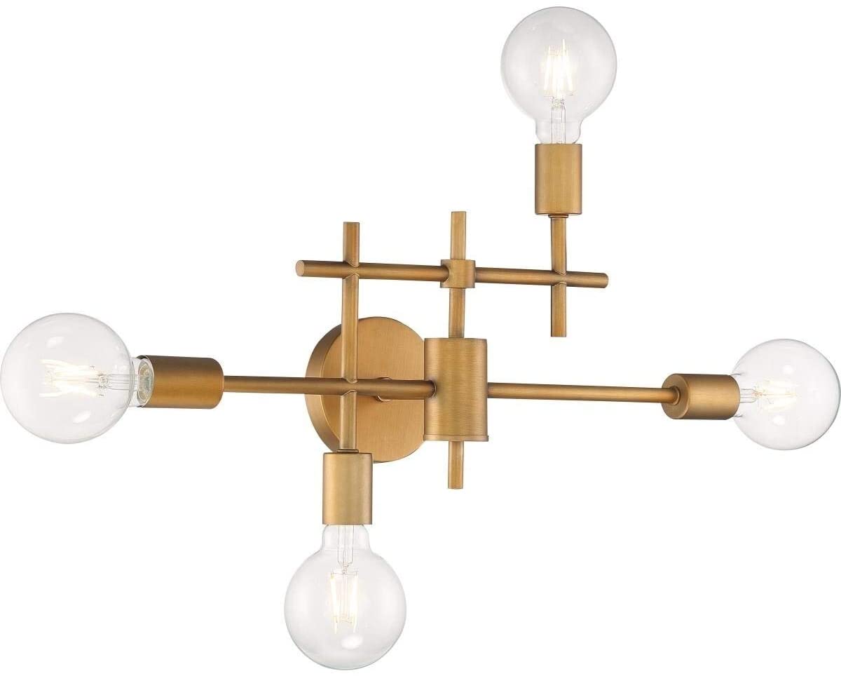 4 Light Vanity N/ Metallic Transitional Steel Gold Dimmable