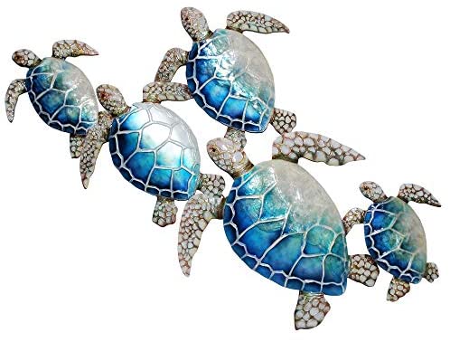 Sea Turtle Wall Decor Five Color Casual Modern Contemporary Traditional Metal Natural Finish Handmade Weather Resistant