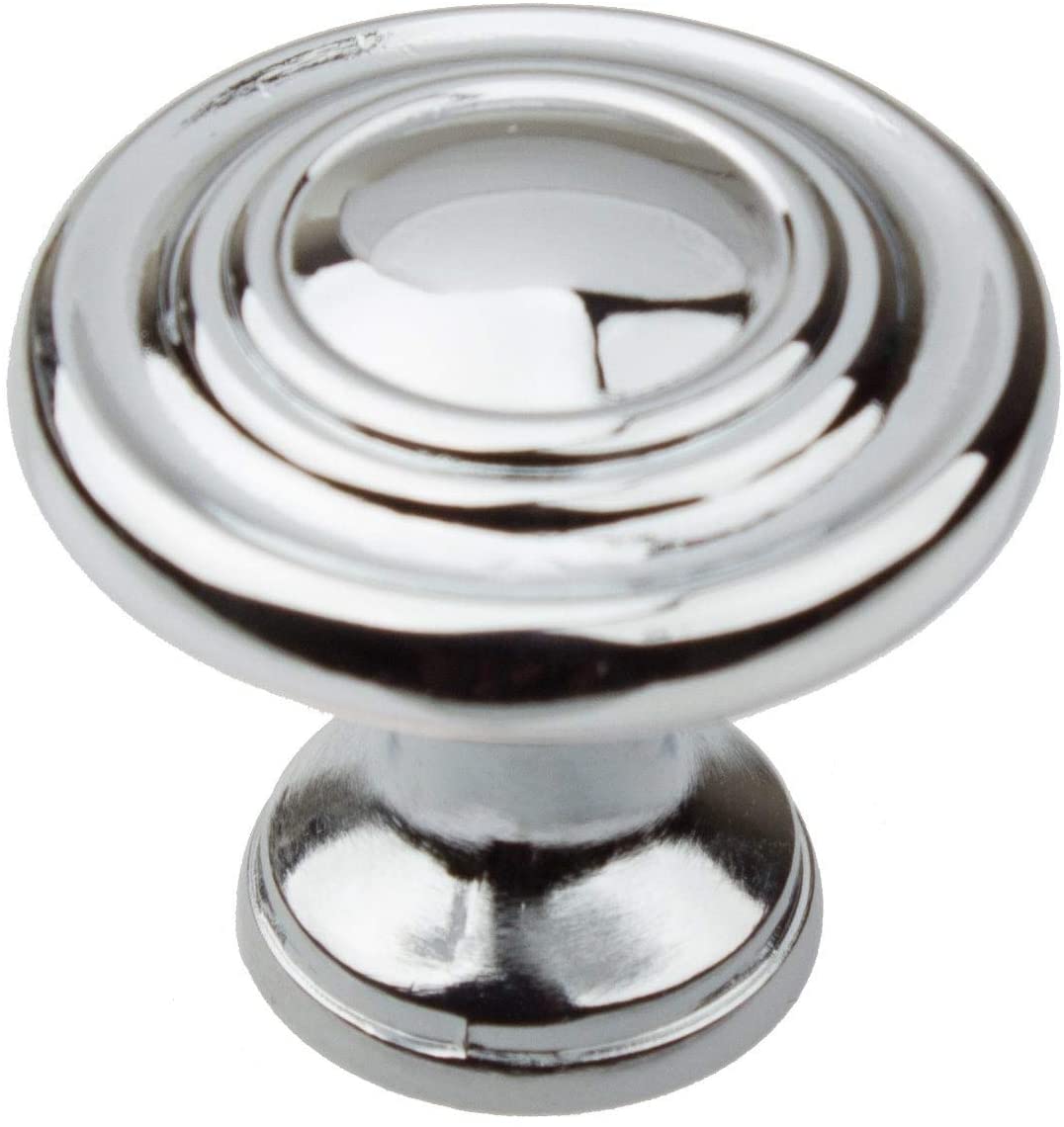 UKN 5 Pack 1 1/4 Polished Chrome Round Ring Cabinet Knobs Traditional Zinc Finish