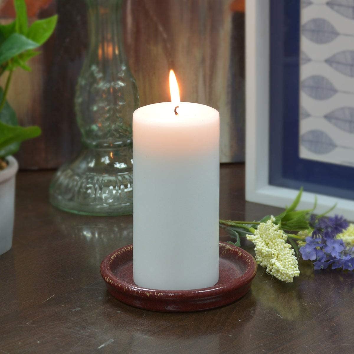 UKN 3 X 4 Inch White Pillar Candles Set 6 Wax Handmade