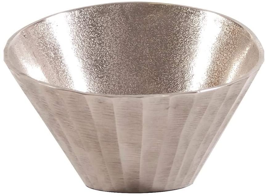Silver Chiseled Metal Bowl Aluminum