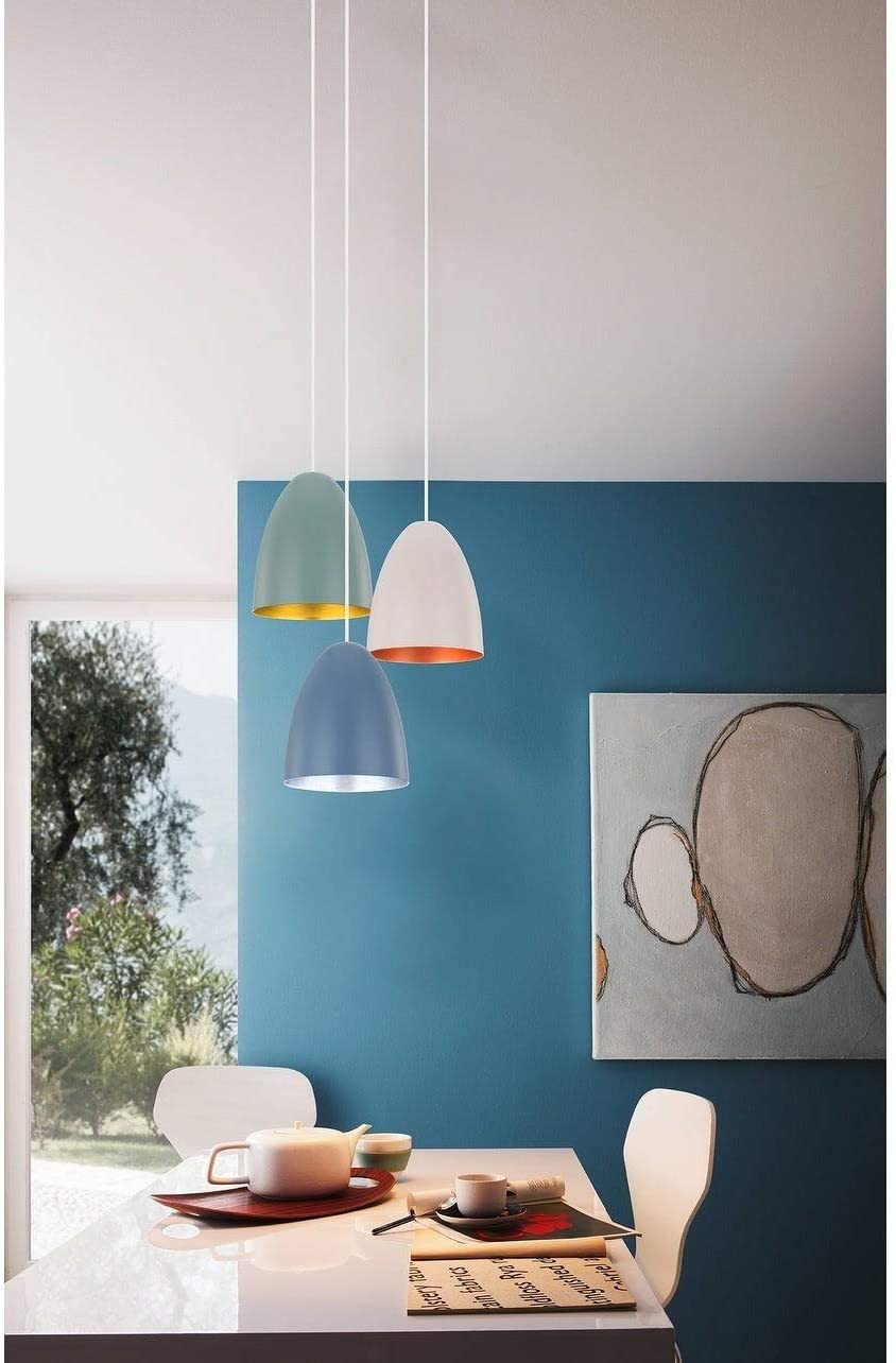 Pendant W/Blue Exterior Finish/Silver Interior Transitional Steel Dimmable