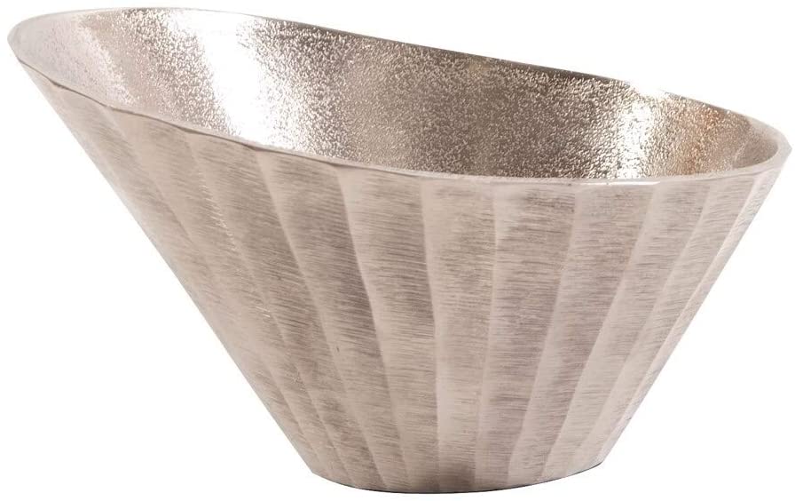 Silver Chiseled Metal Bowl Aluminum