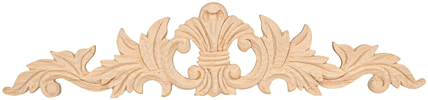 2 5/8 X 12 3/8 Unfinished Small Hand Carved North American Solid Wood Onlay Applique Brown Finish Handmade