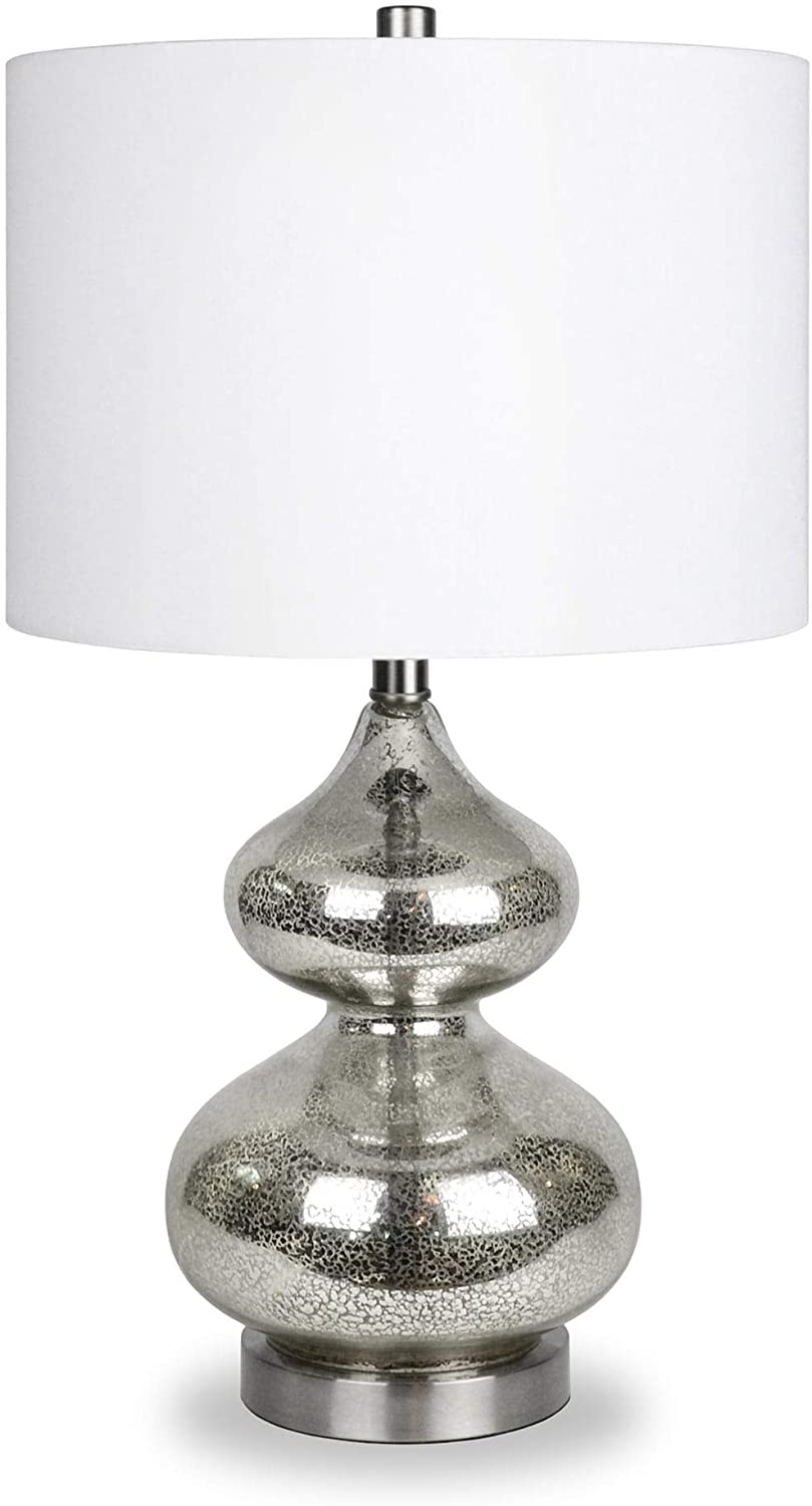 MISC Glass Double Table Lamp Mercury Silver Glam Transitional Vintage Chrome