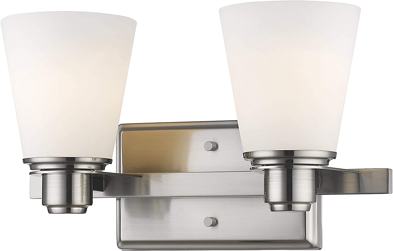 2 Light Vanity Brushed Nickel Finish Cream Transitional Glass Steel Dimmable