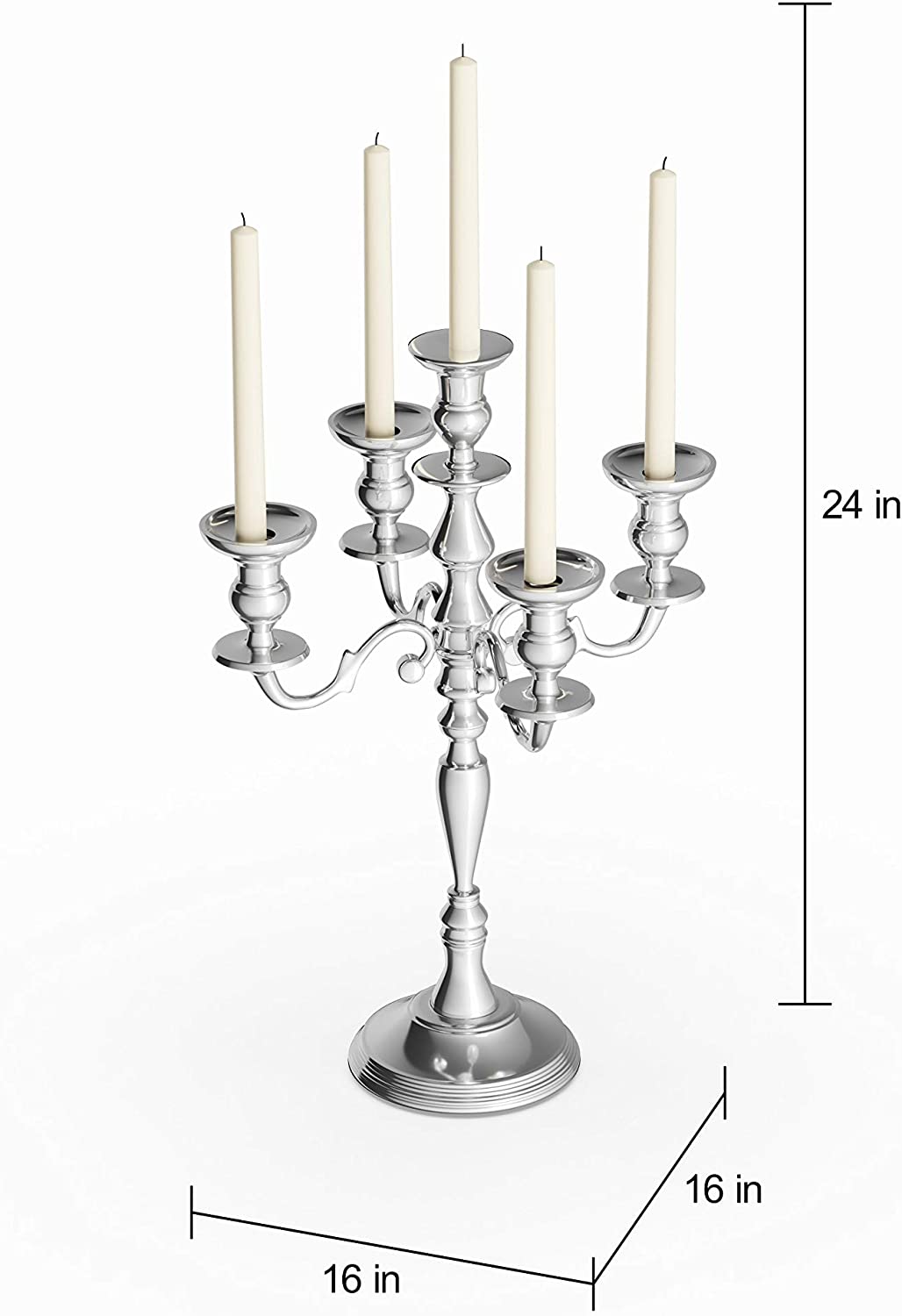 MISC Aluminum 16 inches Wide X 24 inches High Candelabra Silver
