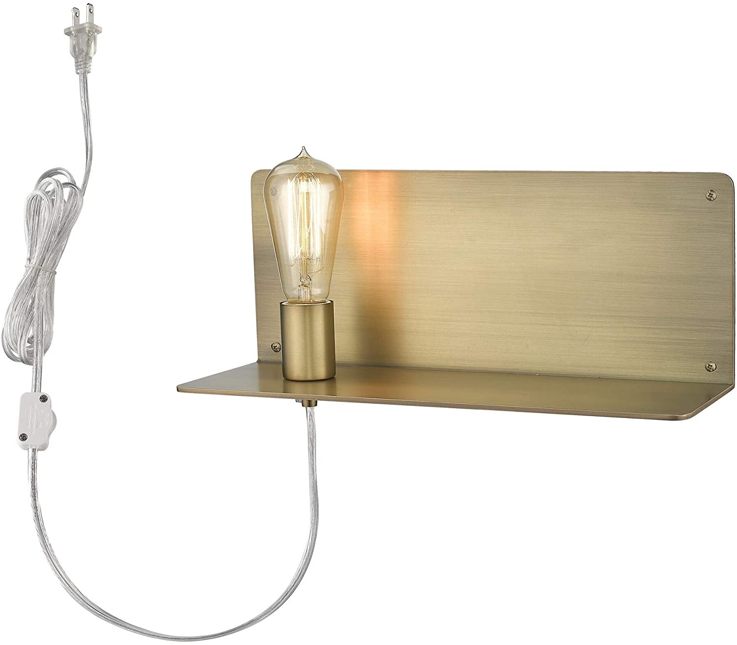 1 Light Aged Brass Wall Sconce Industrial Transitional Steel Dimmable